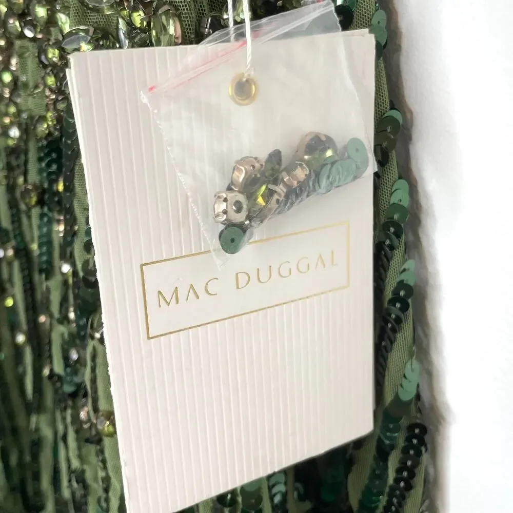 Mac Duggal Strapless Hand Embellished Beaded A Line Gown In Emerald 93915 14 New - Picture 12 of 15